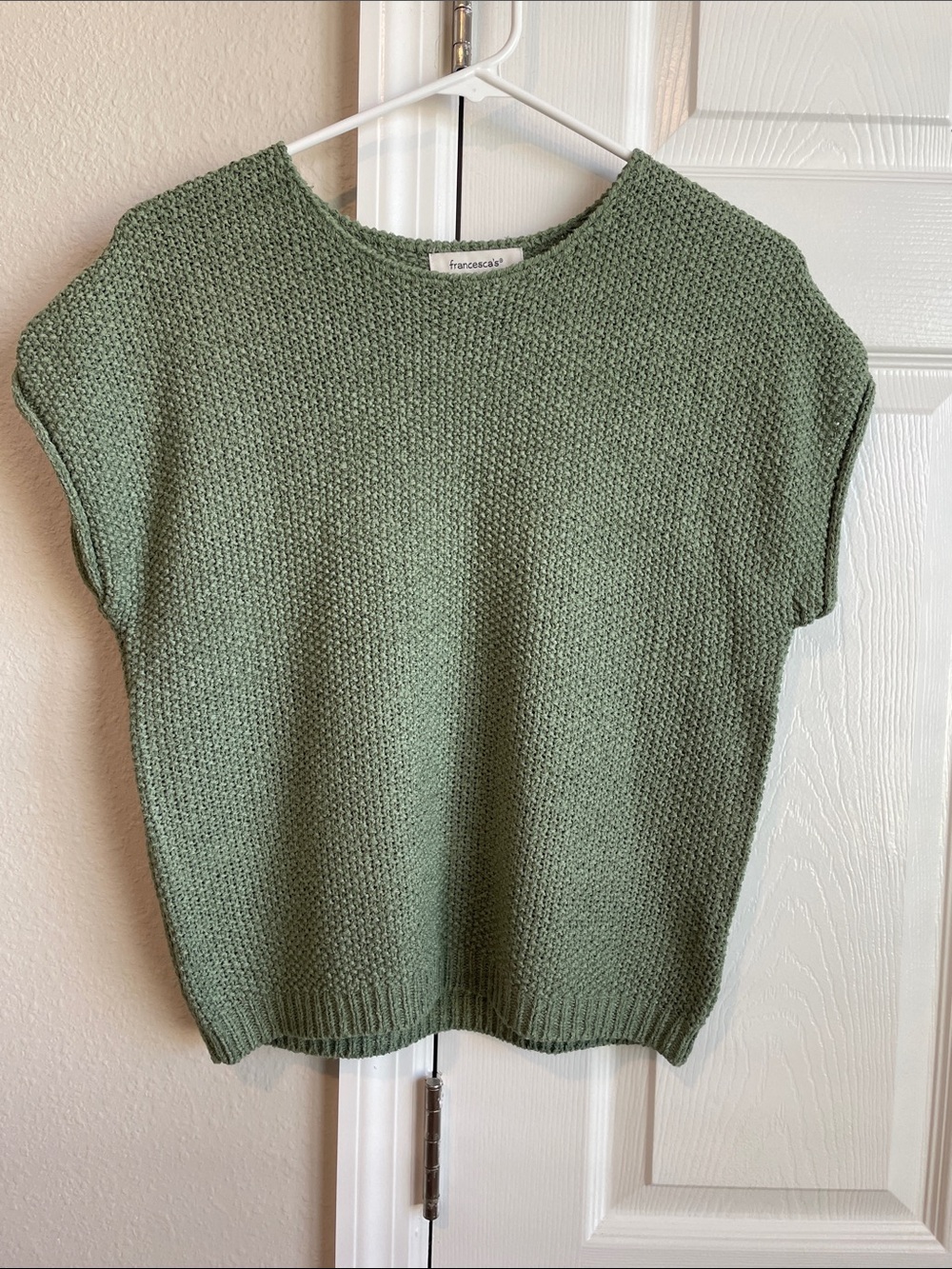 Francesca's Collections Sage Green Knit Short-Sleeve Sweater